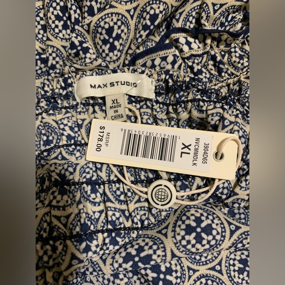 NWT Max Studio Boho Tiered Halter Maxi Dress, XL Geometric Print Ruffle Straps - Picture 8 of 9